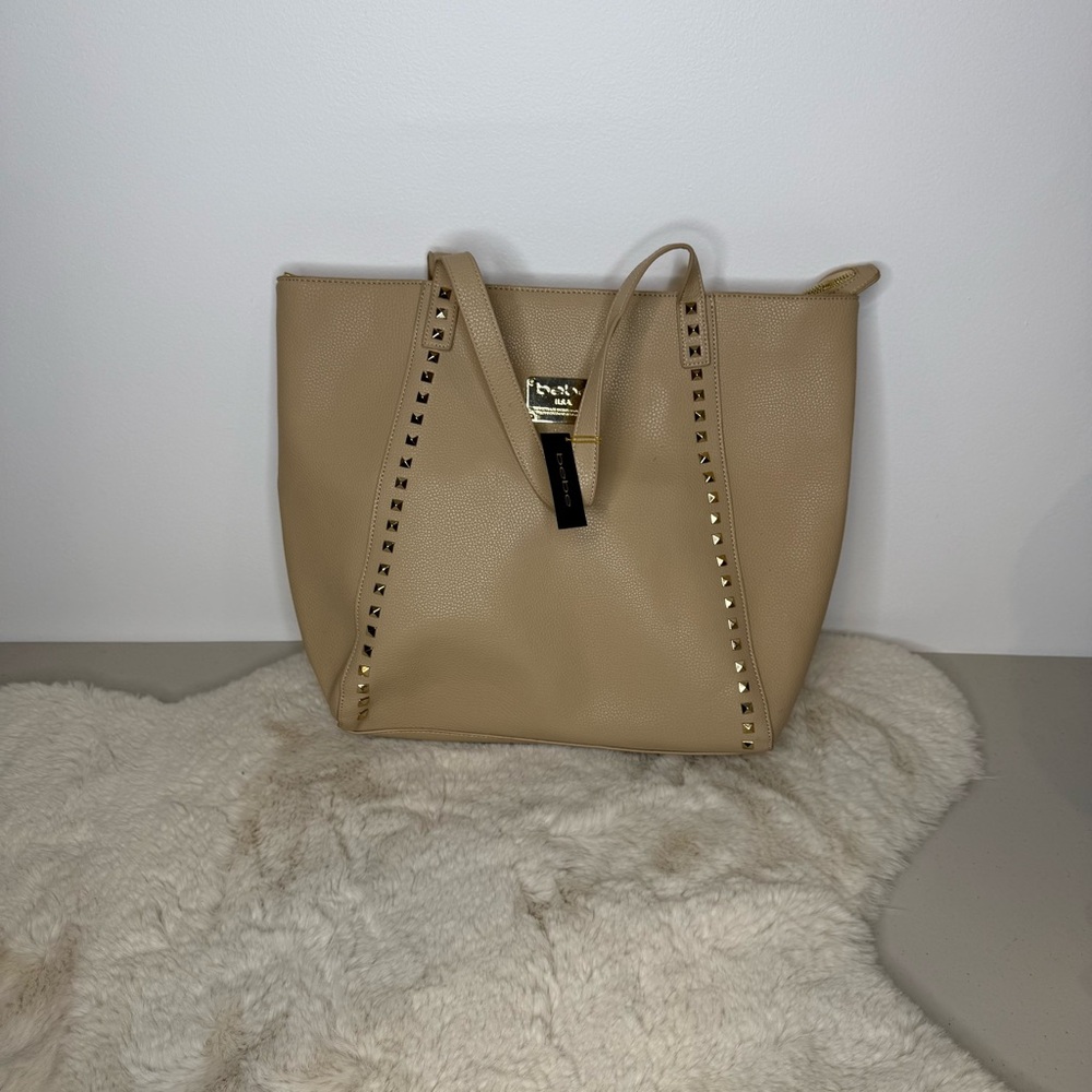 NWT bebe Tan Tote Bag with Gold Accents‎